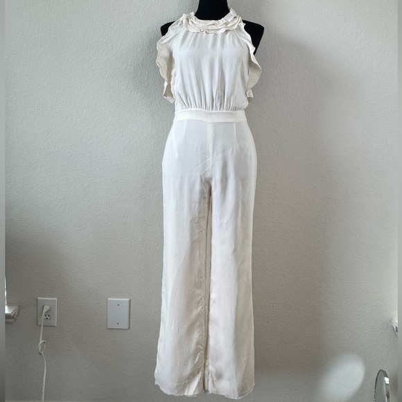 Diane von Furstenberg DVF Blithe Womens 100% Silk Halter Jumpsuit Sz 2 Old Money - Picture 3 of 11